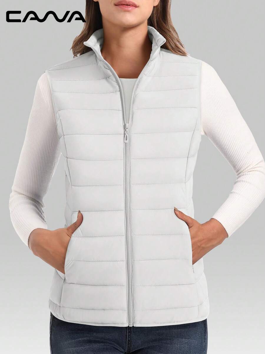 Cavva Women's Lightweight Vests Jacket Water Resistence Soft Sleeveless Warm Jacket Hiking Camping Running Outdoor - trắng - Xem 1