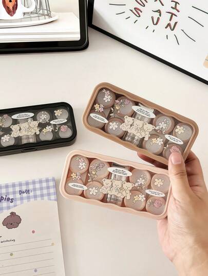 XIANG YU 1 Cute Bear Contact Lens Case, Companion Care Case, Contact Lens Case, And Immersive Storage Kit For Travel And Home Use.Pink