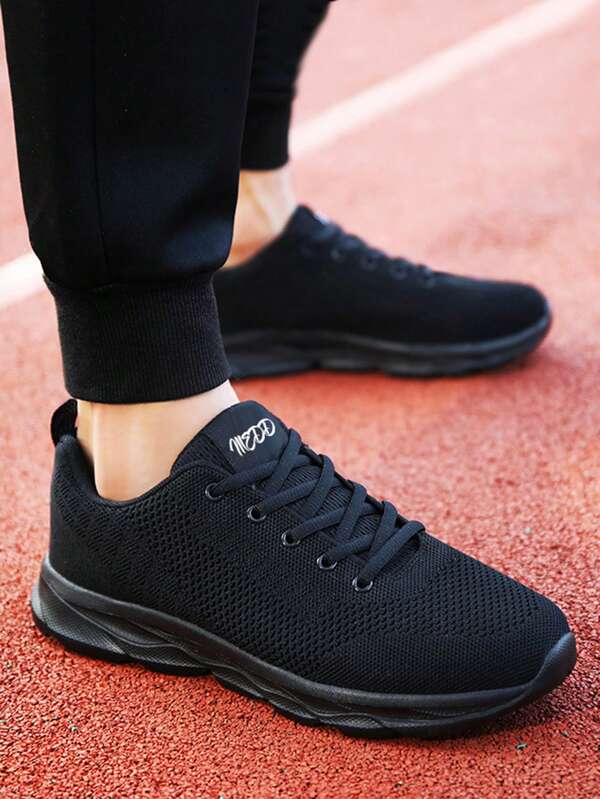 Novo Tênis Casual Esportivo Masculino Preto Sólido, Tênis Esportivos Versáteis e Leves para Caminhada, Tênis de Corrida Masculinos Planos