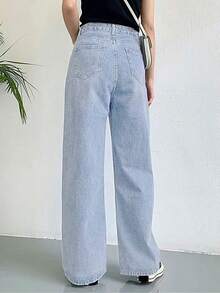 HDLTE Women Ripped Boyfriends Jeans Distressed High Waist Baggy Pants Wide Leg Straight Trousers Y2k Streetwear Pants… - Sky-blue - View 2