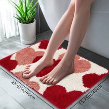1pc Simple Pink & Red Heart Faux Wool Printed Doormat, Soft Anti-Slip Absorbent Machine Washable Decorative Mat, Warm And Comfortable, Low Pile, Suitable For Living Room, Bedroom, Kitchen, Laundry Room - Multicolor - View 6