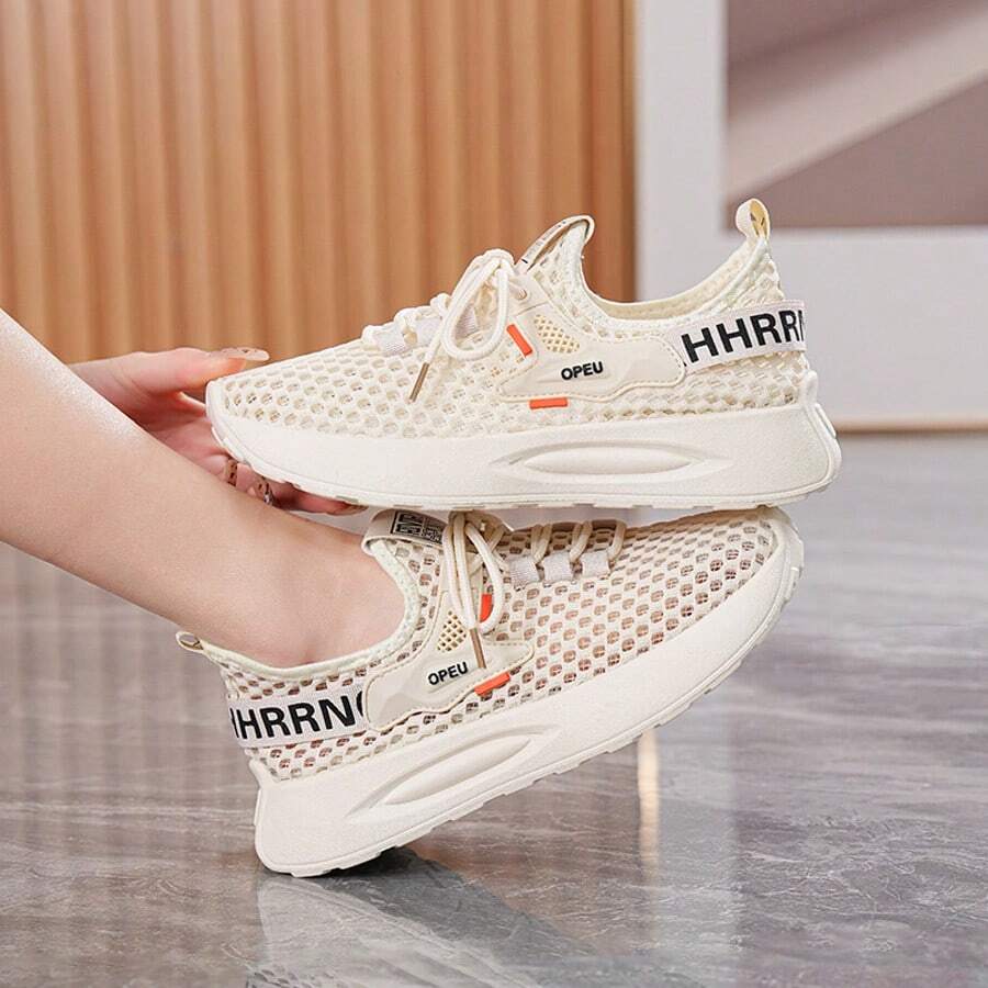 Women's Breathable Casual Sports Shoes, Lightweight Lace-Up, Comfortable Thick Sole, Fashionable Low-Top Design, Suitable For All Seasons, Daily Casual Wear, Outdoor Sports, Workout