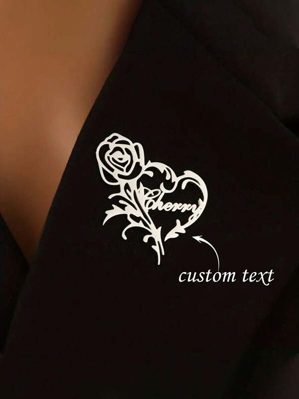 [Personalizado] Broche con flor de rosa, broche personalizado de acero inoxidable unisex, joyería personalizada para bodas, fiestas - Accesorio de moda elegante, adecuado para parejas, maestros, cumpleaños, aniversario, graduación - Regalo de Navidad unisex, botón de ropa de estilo retro