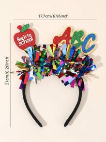 1 pieza Diadema con manzana brillante con letras ABC, accesorio de pelo de moda para fiesta escolar para niñas