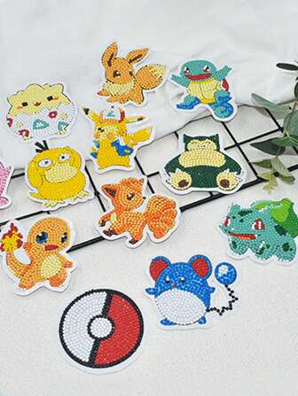pokemon Pegatinas de Pokémon Diamond, pegatinas hechas a mano de Pokémon para decorar, pegatinas decorativas, adecuadas para pegatinas de refrigerador y pegatinas planas