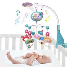 Giocattolo da culla per neonati, giocattolo a sonagli musicale rotante per culla di neonati 0-3 anni, giocattolo a sonagli appeso per neonati, multifunzione con telecomando, musica, proiezione, luce notturna, rotazione, adatto come giocattolo calmante per neonati, come regalo di giocattolo calmante per neonati, il giocattolo musicale portatile per la culla può essere riutilizzato, regalo di Natale o compleanno (richiede 3 batterie AA non incluse), giocattoli per neonati, culla per neonati, giostrina per culla