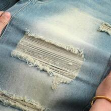 THUNDER Womens High Waisted Wide Leg Jeans Stretchy Distressed Pants - A Blue - View 3