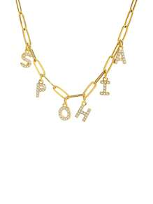 Collar personalizado con inicial de nombre en forma de gota de óleo de colores, collar de acero inoxidable con piedra natal, collar con dije de clip de papel, regalo para ella en Navidad/Día de San Valentín