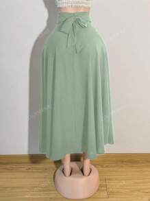 Women Casual Plaid Lace-Up A-Line Skirt, For Daily Wear