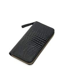 Nova Carteira Longa com Desenho de Casal Neutro em Forma de V e Padrão de Losango em Couro PU, com 3 Camadas Interiores, Compartimento com Zíper e Alça de Pulso. Carteira Feminina da Moda com Borla, Ótima para Compras, Encontros e Presentes para Homens. Carteira, Porta-Moedas, Carteira com Alça de Pulso