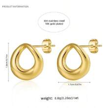 1 Set Gold Hollow Circle Stainless Steel Earrings, Vintage Chic Style, Versatile And Simple, Suitable For Party And Holidays