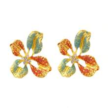 1 Par de Brincos Vintage Estilo Grande Flor Pendente, Brincos Elegantes Retrô Palácio para Mulheres, Inspirado em Pintura a Óleo Europeia
