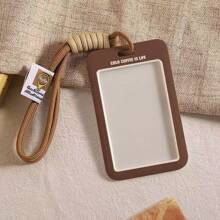 1 Ins Style Coffee Card Holder High-Value Simple Hard Shell Student Campus Meal Card Holder Subway Bus Card Work ID Holder Suitable For Students To Go To Class And Commute To Work For Women Money Wallet Mini Wallet Purse Wallet Back To School Supplies Card Wallet