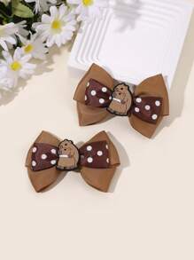 2 Stücke süße Capybara Haarclips für Mädchen, kaffeefarbe Haarspangen für den Alltag, Schleifenharaccessoires, flache Krallenclips, Haarspangen, Haarklammern