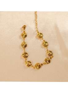 1pc Waterproof Beach Style Stainless Steel Shell & Seashell Beaded Bracelet, 18K Gold, For Women - Yellow Gold - View 11