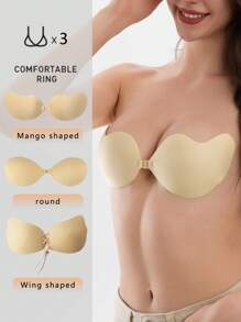 3 Pairs Of Invisible Adhesive Bras, Strapless Seamless Push-Up Silicone Bras, Backless Bras, Strapless Bras, Invisible Bras, Reusable Invisible Silicone Backless Bras, Skin-Friendly Self-Adhesive Bras For Evening Dresses, Wedding Dresses, Swimsuits And Backless