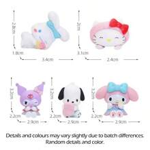 Sanrio 5 قطع/مجموعة مصغرة من الشخصيات المحببة "هيلو كيتي"، "كورومي" "ميلودي" 3 سم، تمثيل ديكور الكيك وألعاب مكتبية وديكور السيارات