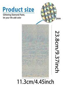 1pc Shiny Rhinestone Sticker, DIY Car Furniture, Cup, Photo Frame Decorative Sticker, Self-Adhesive Glitter Crystal Gem Sticker, Suitable For Car Decor, 4.45 X 9.37 Inch / 8.96 X 9.37 Inch (AB Color) - Silver AB - View 7