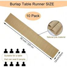 6 Pack Natural Burlap Table Runners,12 X 72 Inch Rustic Jute Table Runner And Placemats Bulk For Western Wedding Table Decorations,Farmhouse Style Party,Holiday,Kitchen Coffee Table Decor Cover - 10 pack 12x90inch - View 2
