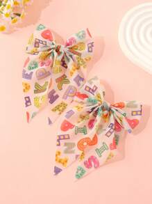 6pcs Girls' Minimalist Casual Back To School Wish Design Colorful Letter & Butterfly Hair Clips