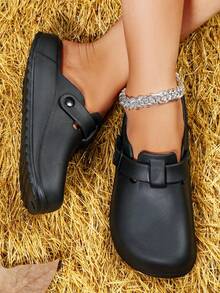 Giày lười rỗng chống thấm nước thời trang nữ, giày đi biển, dép lê nhẹ có khóa cài - màu đen - Xem 2