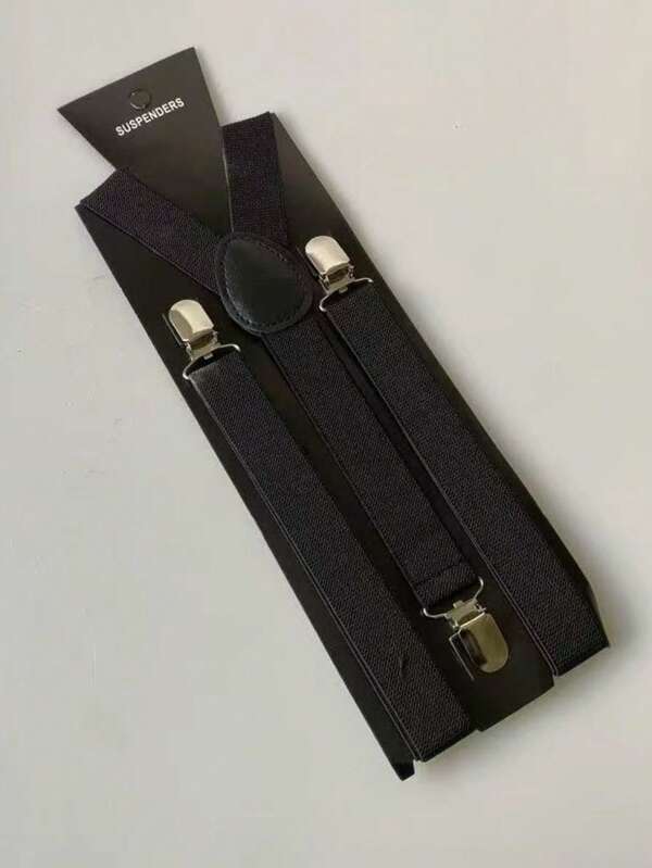 Tirantes ajustables tipo X para hombres talla grande con 4 pinzas resistentes - Estilo informal de tirantes de punto de poliéster, regalo ideal