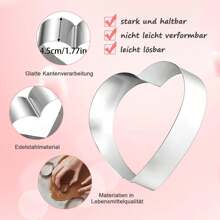 3 Größen Herz-förmige Kuchenringe aus Edelstahl, Kuchenform/Mousse Kuchenform, geeignet für Kekse, Pizza, Backzubehör