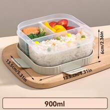 Large Capacity Transparent Plastic Compartment Lunch Box With Handle, Portable Sealed Leak Proof Bento Box, Multi Grids Fruit Salad Lunch Container, Microwave Heated Divided Food Storage Box, Suitable For Student And Adult Use In School, Office, Outdoor Camping, Picnic, Travel