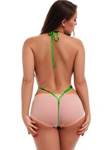 Extreme Micro Swimwear Women Monokini Backless Slingshot Swimsuit Teddy Lingerie - Black - View 4