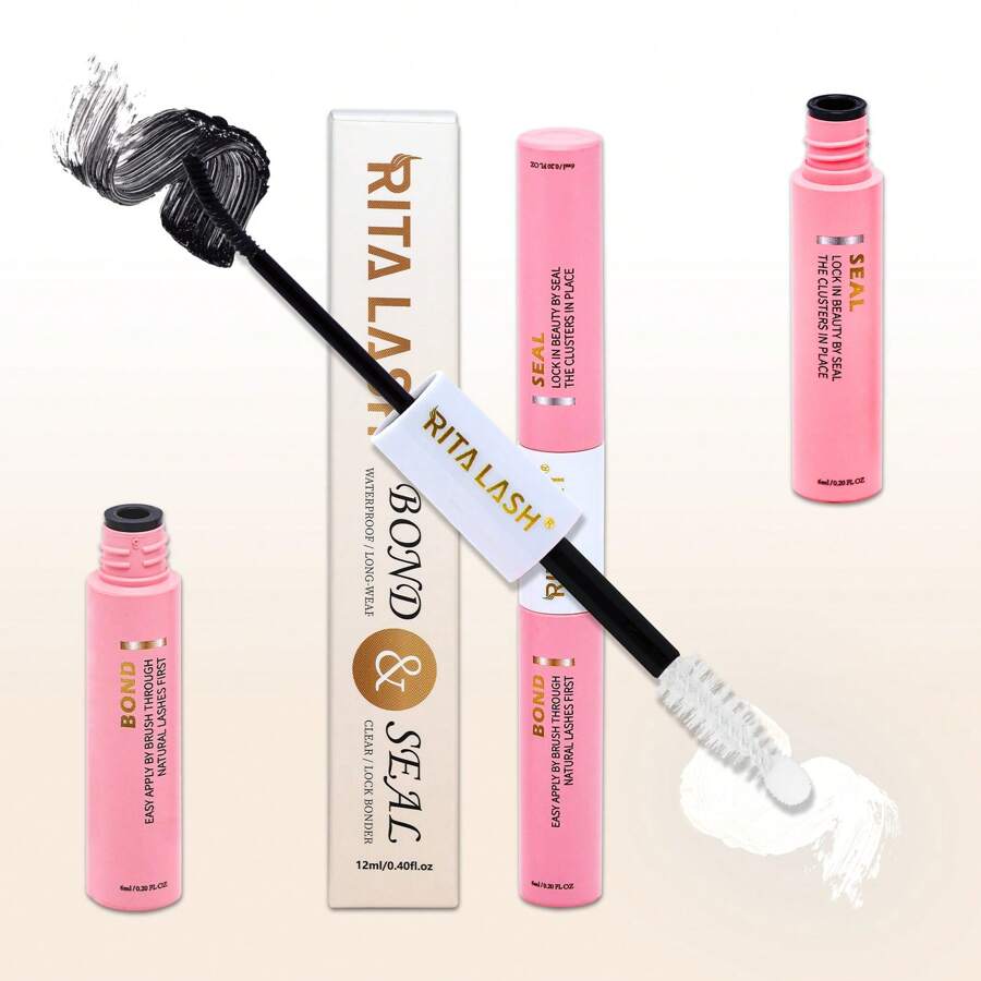 RITALASH RITALASH 12ML Lash Bond & Seal For Lash Clusters DIY Lash Extension Glue Lash Overnighter Black Lash Sealant 2 In 1 Long Lasting For 14 Days Hold Lash Glue,Eye Lash Glue