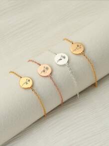 S925 Sterling Silver Custom Birth Flower Disc Bracelet - Personalized Gift For Girlfriend, Sister, Bestie, Mom & Self - Ideal For Birthday, Anniversary, Graduation, Daily Dainty Style & Cherished Memories