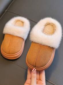 Children's Slippers, Fashion Minimalist 2025 New Style, Small/Medium/Large Boys/Girls Kids Toddler Indoor Home Fluffy Slip-On Soft Bottom Comfortable Floor Slippers, Warm For Autumn/Winter