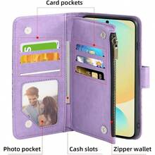 HMXQYAsuwish Phone Case For  Galaxy S24 FE 5G Wallet Cover With Tempered Glass Screen Protector And Flower Leather Flip Credit Card Holder Stand Cell Accessories S 24 EF S24FE 24S Women Men Purple6196 - Màu tím - Xem 2