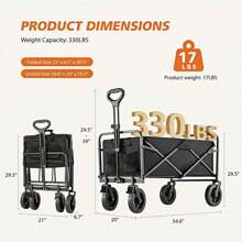 Heavy Duty Collapsible Wagon Cart - Large Capacity Foldable Beach Cart For Camping,Sports,Shopping & More , Portable & Easy To Store