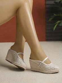 Stylish & Versatile Shiny Silver Breathable Bowknot Strap High Heel Pumps