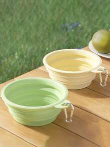 1pc Customized Foldable Macaron Design Pet Bowl, Portable Collapsible Dog Cat Food Water Feeder Bowl For Outdoor Use - Multicolor - View 5