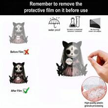 1 pieza Decoración de escritorio de muñeca de horror gótico 2D de acrílico, diseño plano 2D único con cabello rosa, calavera blanca, rosa negra y atuendo delicado, adecuado para Halloween, bares, cafeterías o regalos para amigos