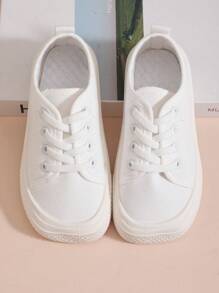 1 Pair White Lightweight PVC Soft Bottom Breathable Round Toe Flat Casual Shoes, Suitable For All Seasons