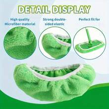 3-Piece Set Of Durable White/Green Mop Cloth, Home Cleaning And Mop Accessories, Instantly Absorbs Water Stains, Suitable For Smooth Surfaces Or Wooden Floors - 綠色 - 查看 9