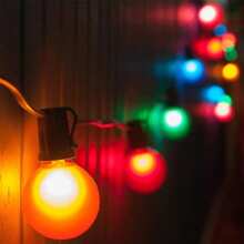 Outdoor Lighting G40 RGB Color Changing Solar String Lights, Plastic Material, Dust-Proof & Waterproof, Warm Light Retro Decor, Suitable For New Year Party, Wedding, Camping, Garden, Festival, Patio, Yard, Balcony, Outdoor Dining, Christmas Decoration