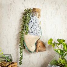 Wall Mounted Molten Glass Hanging Terrarium On Driftwood, Indoor Wall Planter Vase On Wood, Propagation Station For Hydroponics Plants, Succulent Pot - Wall Mounted_ - View 11