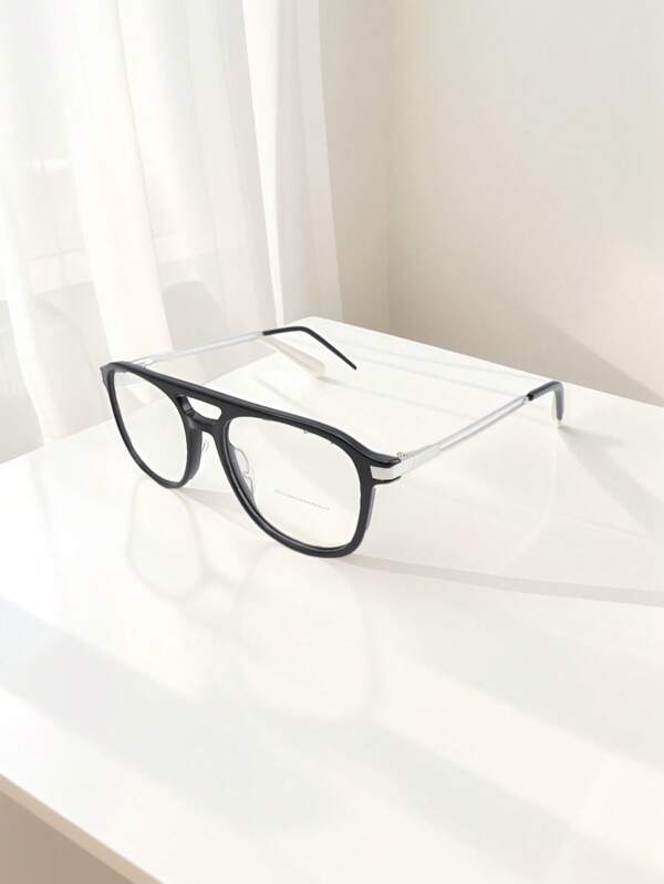 1 Stück Herren Schwarz & Silber Aviator Rahmen Brille | Unisex Mode Vielseitiger Stil