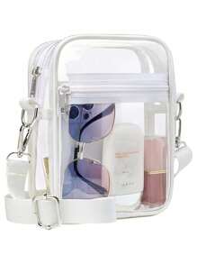 Clear Crossbody Bag, Stadium Approved Clear Bag For Concerts,Sporting Event For Women And Men Pvc Bag