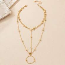 1pc Versatile Boho Style Metal Beaded Toe Chain Anklet For Women