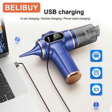 Potente aspiradora para coche y hogar - Recargable USB, incluye accesorios, cuerpo de resina ABS, batería de litio de 2000mAh, dispositivo portátil para polvo | diseño elegante | Acabado elegante, dispositivo de limpieza para el hogar, adecuado para el cuidado de sofás y suelos.