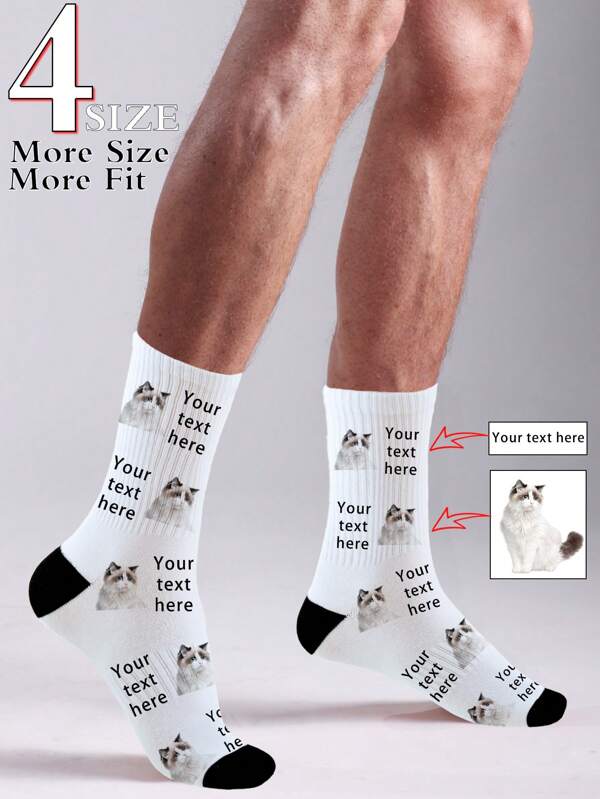 Custom Photo And Name Sock,Unisex Fun Pattern Crew Socks,1 Pair Custom Face Socks Custom Printed Socks Personalized Funny Face Socks Custom Picture Socks Put Any Face On The Socks Unique Personalized Gift For Him Her Mom Dad Girlfriend Boyfriend Best Friend Valentine Anniversary Birthday Wedding Christmas Mother's Day Father's Day