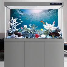 波光粼粼的水下场景，海洋主题鱼缸背景画，高清素材，水族箱贴纸，水族箱造景装饰，鱼缸配件，水族箱背景用品