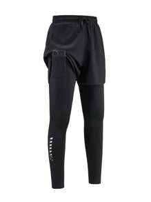 Women's High-Waisted Yoga Pants Double Layer Workout Leggings - Comfortable Stretchy Gym Running Sports Trousers