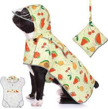 Dog Raincoat, Waterproof Dog Rain Jacket Hooded Reflective Pet Slicker Printed Puppy Poncho Rain Coat For Small Medium Large Dogs - Fruit Printed - View 1
