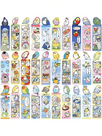 30 pièces de marque-pages originaux peints à la main avec thème de perroquet, matériel de papeterie DIY, esthétique de lecture artistique